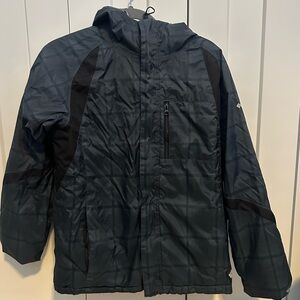 Columbia Youth Omni Heat Dark Green Black Patterned Jacket 14/16